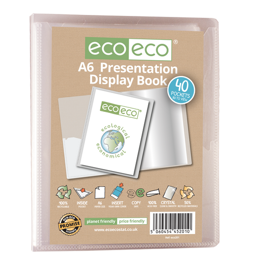 A6 50% Recycled Clear 40 Pocket Presentation Display Book