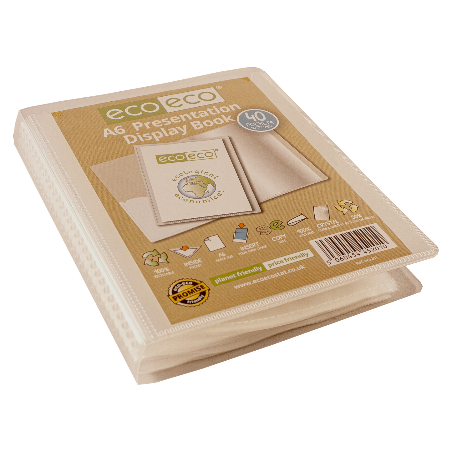 A6 50% Recycled Clear 40 Pocket Presentation Display Book
