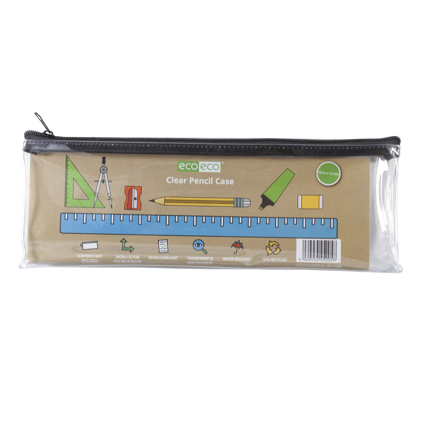 Clear PVC Flat Pencil Case - 33x12.7cm