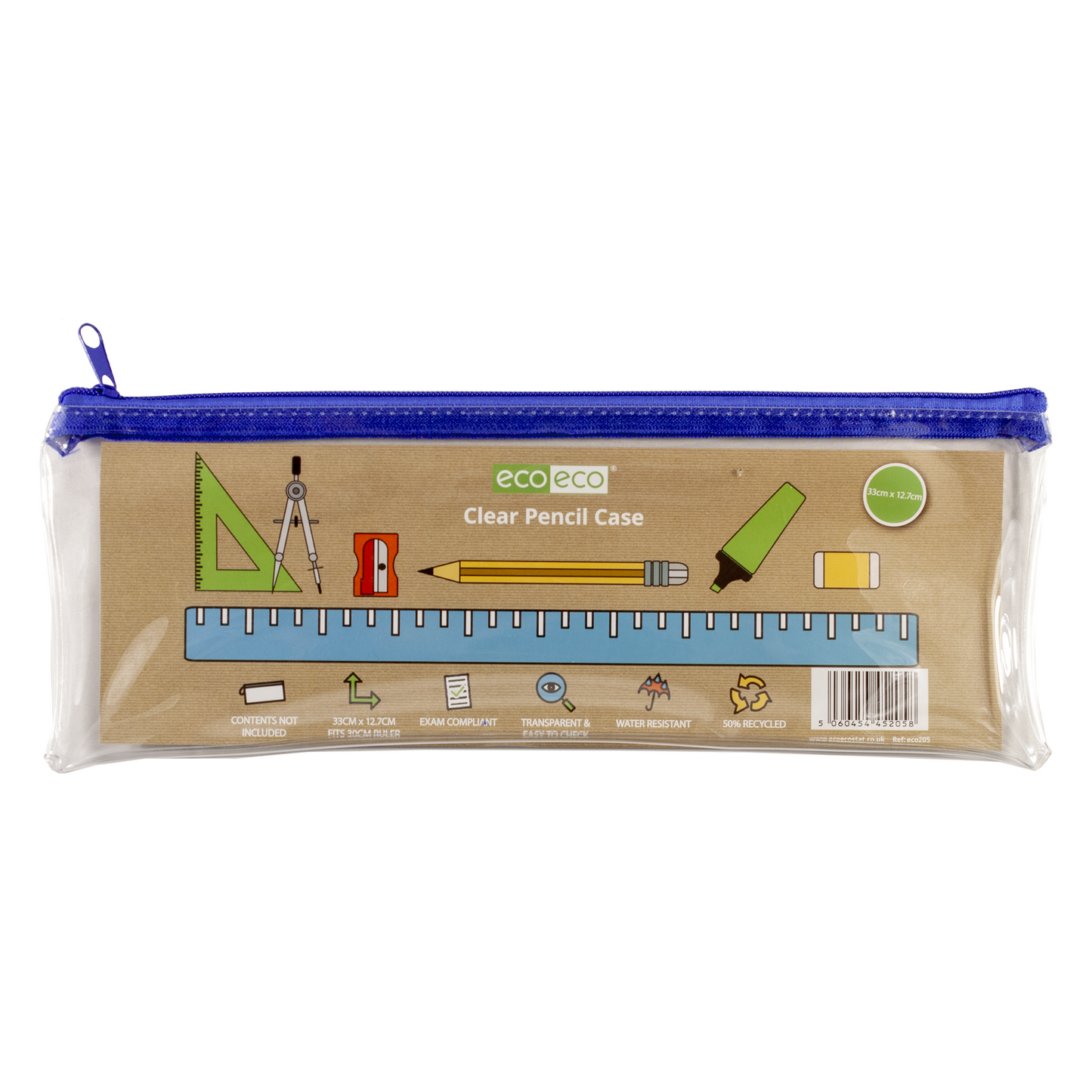 Clear PVC Flat Pencil Case - 33x12.7cm