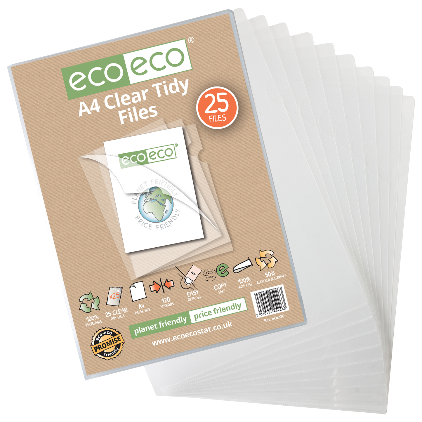 A4 50% Recycled Bag 25 Clear Tidy Files