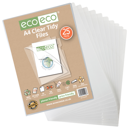 A4 50% Recycled Bag 25 Clear Tidy Files