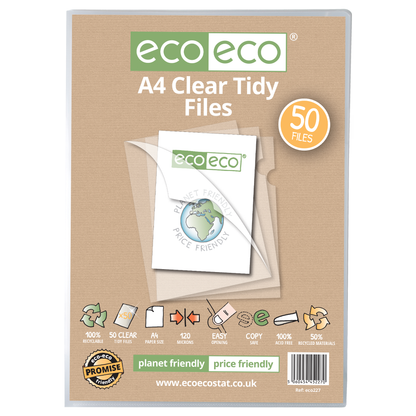A4 50% Recycled Bag 50 Clear Tidy Files