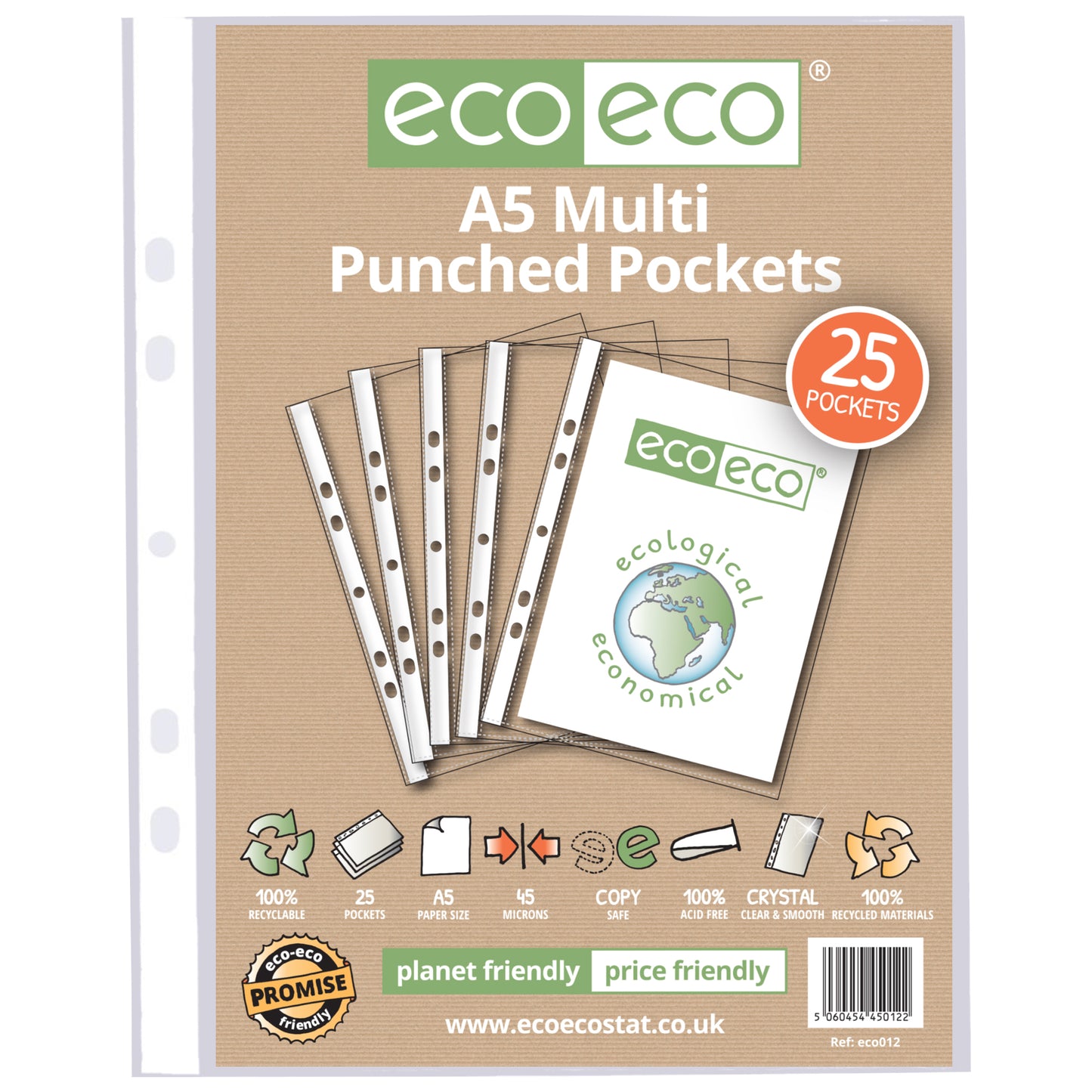 A5 100% Recycled Bag 25 Multi Punched Pockets