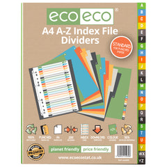 A4 50% Recycled Set A-Z Index File Dividers