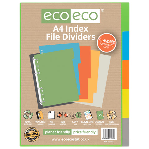 A4 50% Recycled Set 5 Index File Dividers