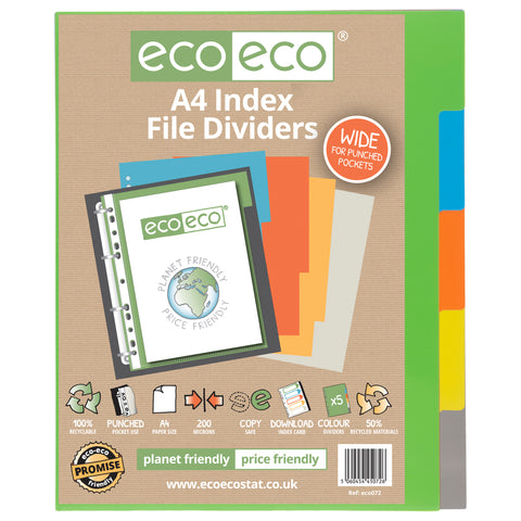 A4 50% Recycled Set 5 Wide Index File Dividers