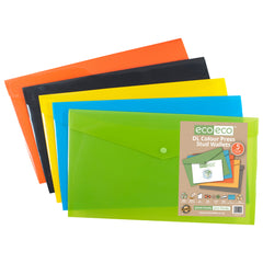 Pack 5 DL 50% Recycled Colour Press Stud Wallets