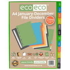 A4 50% Recycled January - December Index File Dividers