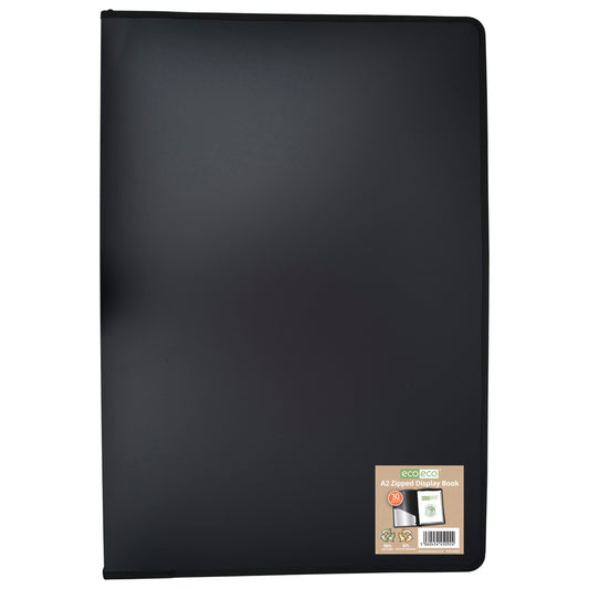 A2 50% Recycled 30 Pocket Zipped Display Book