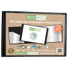 A5 50% Recycled 20 Pocket Landscape Presentation Display Book