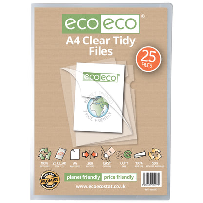 A4 50% Recycled Bag 25 Clear Tidy Files