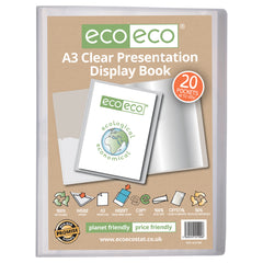 A3 50% Recycled Clear 20 Pocket Presentation Display Book