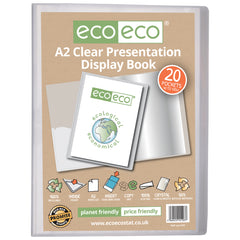 A2 50% Recycled Clear 20 Pocket Presentation Display Book