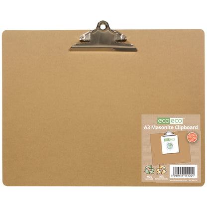 A3 80% Recycled Bulldog Clip Masonite Clipboard