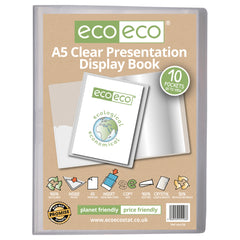 A5 50% Recycled Clear 10 Pocket Presentation Display Book