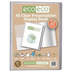 A5 50% Recycled Clear 20 Pocket Presentation Display Book