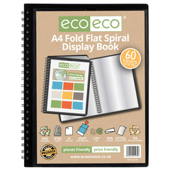 A4 90% Recycled 60 Pocket Fold Flat Spiral Display Book